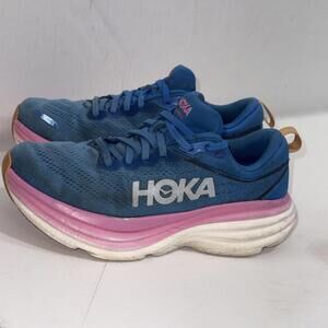 Hoka One One Bondi 8 Coastal Sky Blue Pink Running Shoes Sneakers Women’s Size 9